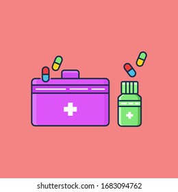 Simple Vector Medical Bag Flat Illustration