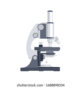 Simple vector microscope illustration in flat style isolated on white background.