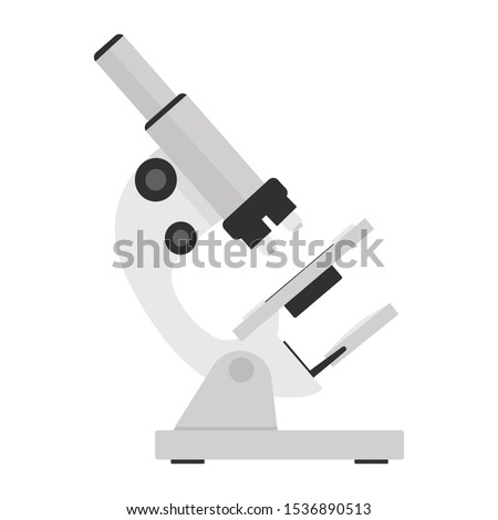 Simple vector microscope illustration in flat style isolated on white background.