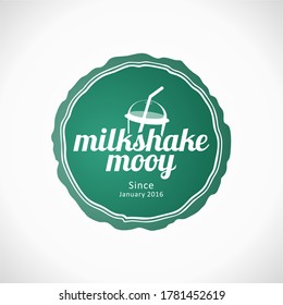 Simple Vector Milkshake Logo in green and white cup Logotype design for food and beverages branding and identity design.