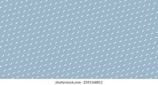 Simple vector minimal geometric seamless pattern with small wavy shapes, curved lines, waves. Subtle abstract texture of ripple water surface. Light blue background. Minimalist repeating geo design