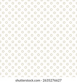 Simple vector minimal geometric seamless pattern. Luxury black and gold texture with small linear circles, dots, bubbles. Trendy golden abstract background. Minimalist repeated design for decor, print