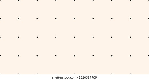 Simple vector minimal seamless pattern. Easy black and white geometric texture with small circles, points, dots in regular grid. Monochrome minimalist background. Repeating geo design for decor, print
