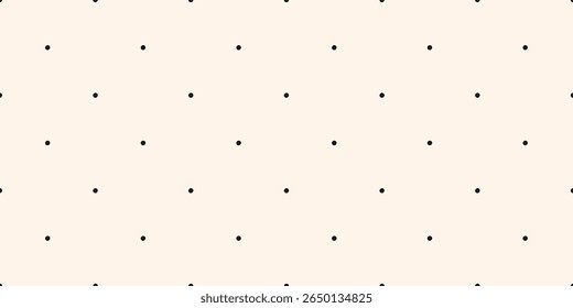 Simple vector minimal seamless pattern. Easy geometric texture with small circles, points, dots in regular grid. Subtle polka dot pattern. Black and white minimalist background. Repeatable geo design