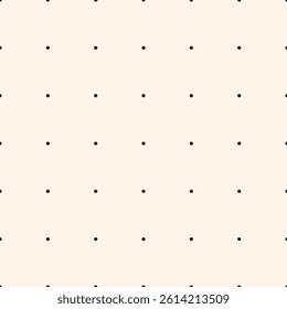 Simple vector minimalist geometric seamless pattern. Easy black and white texture with small circles, dots in regular grid. Monochrome minimal background. Repeated geo design for decor, paper, package