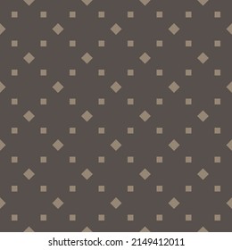 Simple vector minimalist seamless pattern. Subtle geometric background with small squares and diamonds. Delicate abstract minimal texture in brown color. Modern design for decor, wallpapers, textile