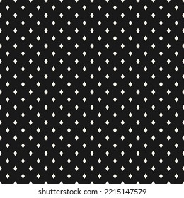 Simple vector minimalist seamless pattern with small diamonds, rhombuses. Black and white minimal background. Abstract monochrome geometric texture. Perforated surface. Repeat decorative geo design