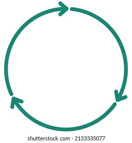 Simple vector modern linear icon of a triple round arrow. Turquoise outline pictogram isolated on transparent background