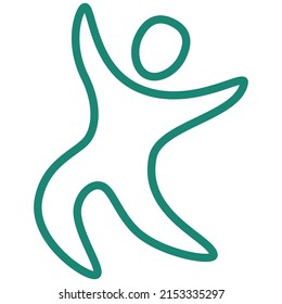 Simple vector modern linear icon of a happy person. Turquoise outline pictogram isolated on transparent background