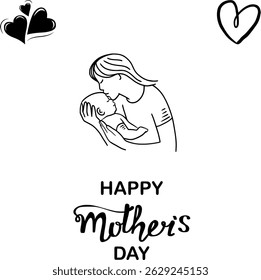 simple vector of a mom and her baby, suitable for digital design