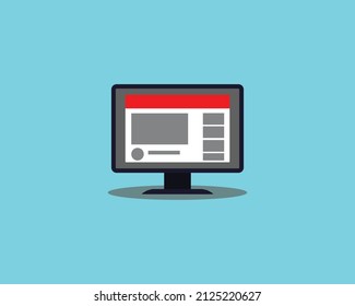 simple vector monitor design. on a light blue background.