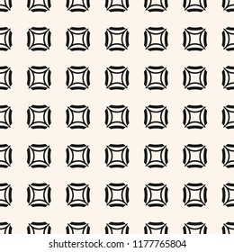 Simple vector monochrome geometric seamless pattern. Abstract minimal background with small square shapes, repeat tiles. Black and white ornament texture. Design for decor, wallpapers, fabric, cloth