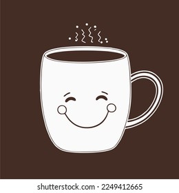 Simple vector mug isolated on white background with smiling emoji
