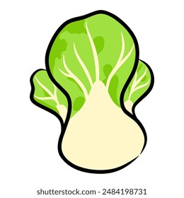 simple vector mustard greens, hand drawn vector illustration
