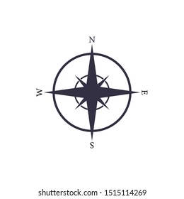 Simple vector nautical compas icon. Navigation map sign.