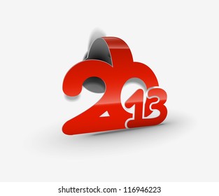 Simple vector new year 2013 made from curl paper cut.