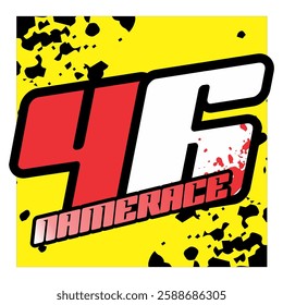 Simple Vector number 46 colorful, 3d concept and NAME RACE text.