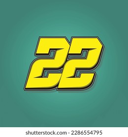 Simple vector number for all about sports, custom, and racing start number. Template number 22
