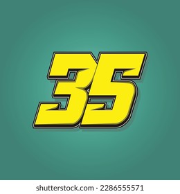 Simple vector number for all about sports, custom, and racing start number. Template number 35