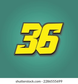 Simple vector number for all about sports, custom, and racing start number. Template number 36
