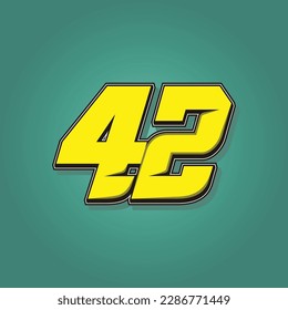 Simple vector number for all about sports, custom, and racing start number. Template number 42