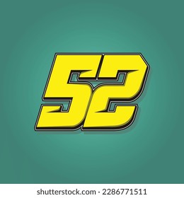 Simple vector number for all about sports, custom, and racing start number. Template number 52