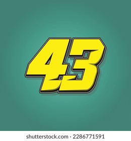 Simple vector number for all about sports, custom, and racing start number. Template number 43
