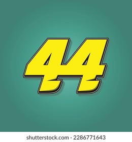 Simple vector number for all about sports, custom, and racing start number. Template number 44