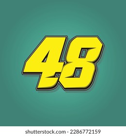 Simple vector number for all about sports, custom, and racing start number. Template number 48