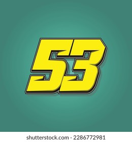 Simple vector number for all about sports, custom, and racing start number. Template number 53