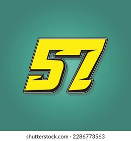 Simple vector number for all about sports, custom, and racing start number. Template number 57