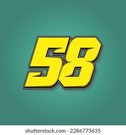 Simple vector number for all about sports, custom, and racing start number. Template number 58