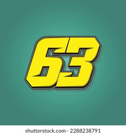 Simple vector number for all about sports, custom, and racing start number. Template number 63
