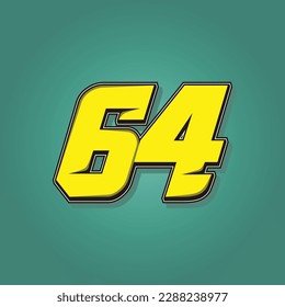 Simple vector number for all about sports, custom, and racing start number. Template number 64