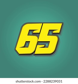 Simple vector number for all about sports, custom, and racing start number. Template number 65