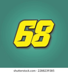 Simple vector number for all about sports, custom, and racing start number. Template number 68