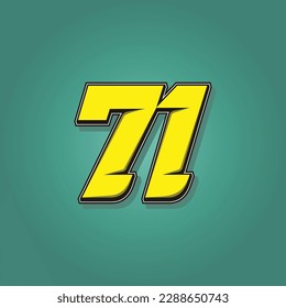 Simple vector number for all about sports, custom, and racing start number. Template number 71