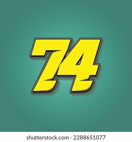 Simple vector number for all about sports, custom, and racing start number. Template number 74