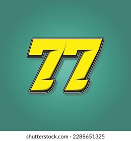 Simple vector number for all about sports, custom, and racing start number. Template number 77