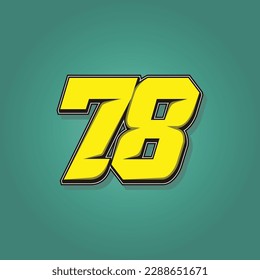 Simple vector number for all about sports, custom, and racing start number. Template number 78