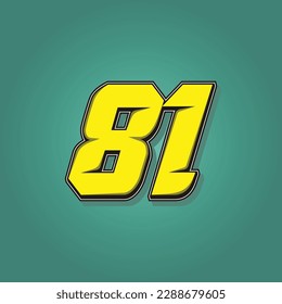 Simple vector number for all about sports, custom, and racing start number. Template number 81