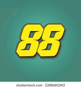 Simple vector number for all about sports, custom, and racing start number. Template number 88