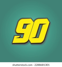 Simple vector number for all about sports, custom, and racing start number. Template number 90