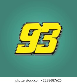 Simple vector number for all about sports, custom, and racing start number. Template number 93
