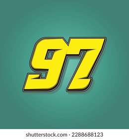 Simple vector number for all about sports, custom, and racing start number. Template number 97