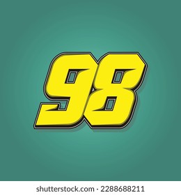 Simple vector number for all about sports, custom, and racing start number. Template number 98