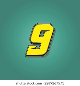 Simple vector number for all about sports, custom, and racing start number. Template number 9
