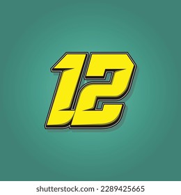 Simple vector number for all about sports, custom, and racing start number. Template number 12