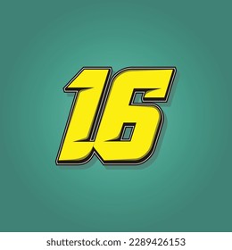 Simple vector number for all about sports, custom, and racing start number. Template number 16