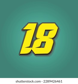 Simple vector number for all about sports, custom, and racing start number. Template number 18